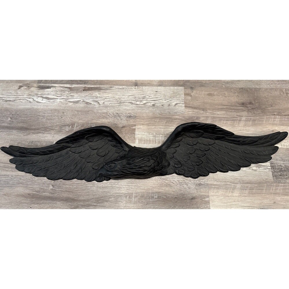 Large Cast Metal Black American Bald Eagle Plaque. 47" Wing Span Vintage